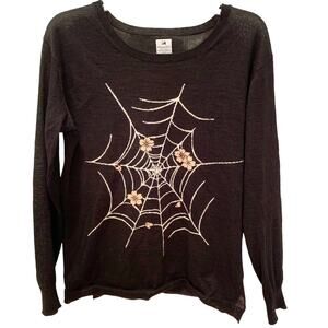 Sasquatch Fabrix Black Floral Spider Web Men's Sweater Unisex Rare Halloween